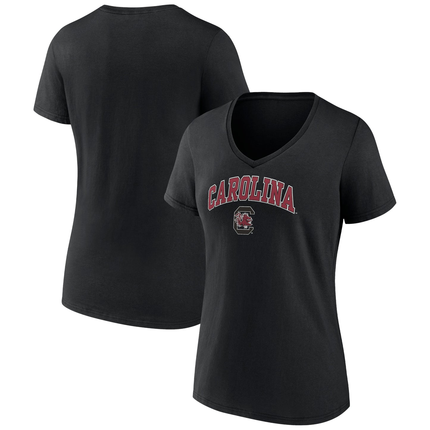 Women's Fanatics Black South Carolina Gamecocks Evergreen Campus V-Neck T-Shirt