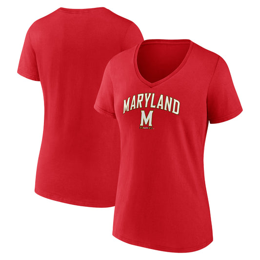 Women's Fanatics Red Maryland Terrapins Evergreen Campus V-Neck T-Shirt