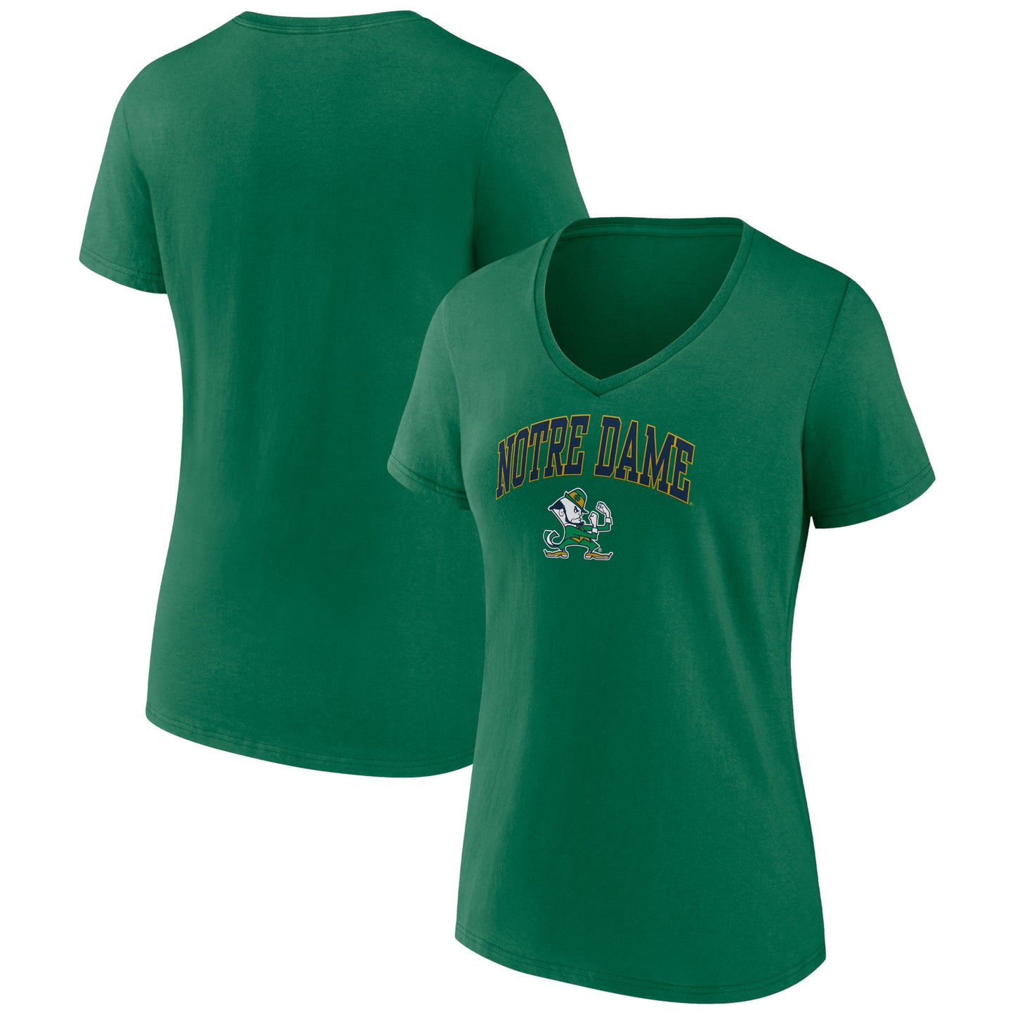 Women's Fanatics Green Notre Dame Fighting Irish Evergreen Campus V-Neck T-Shirt