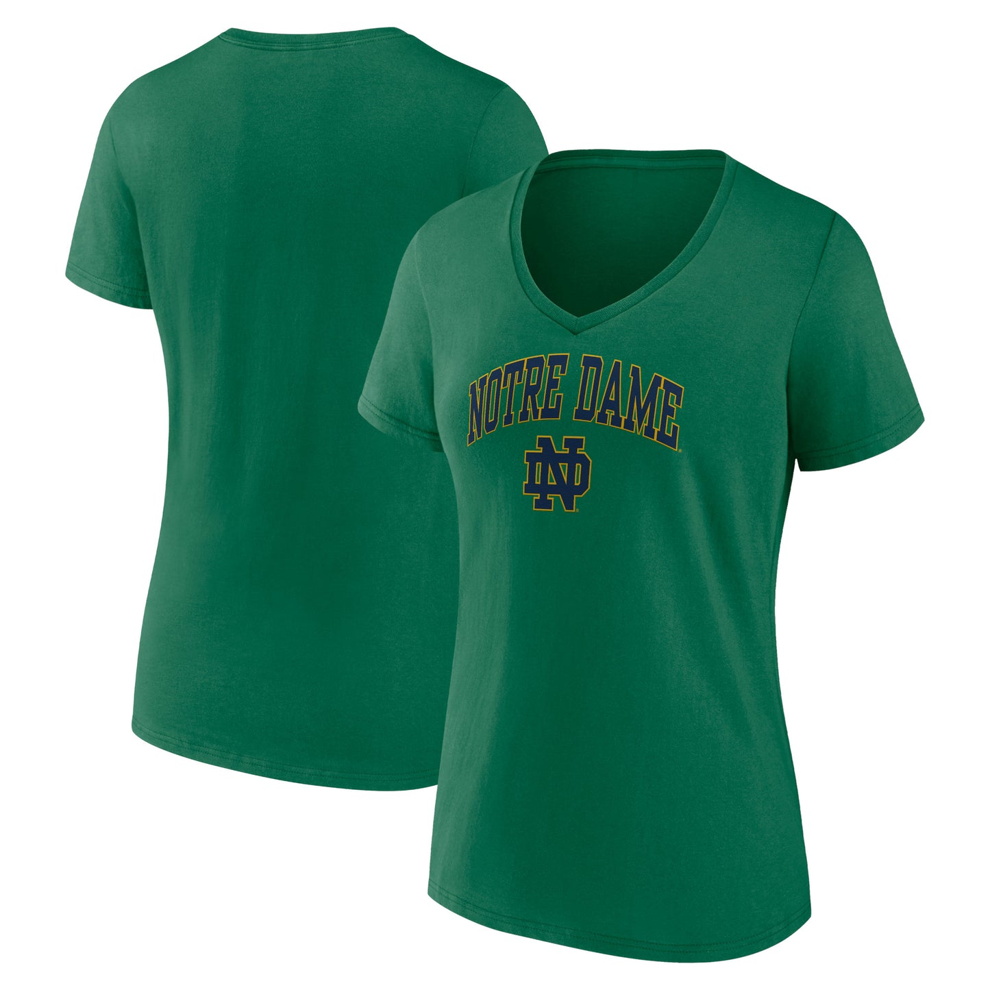 Women's Fanatics Green Notre Dame Fighting Irish Evergreen Campus V-Neck T-Shirt