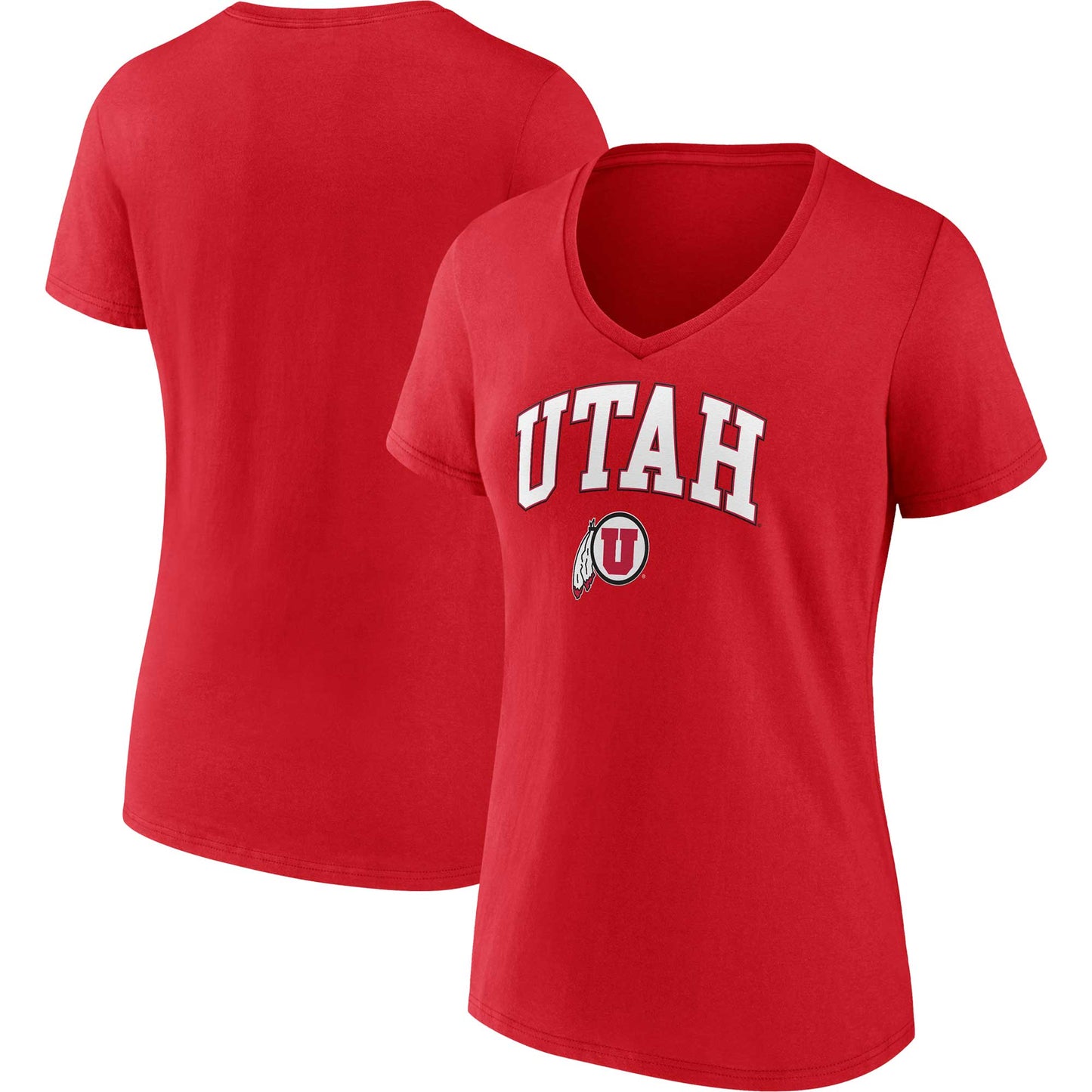 Women's Fanatics Red Utah Utes Evergreen Campus V-Neck T-Shirt