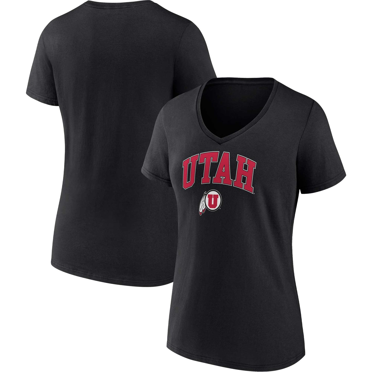 Women's Fanatics Black Utah Utes Evergreen Campus V-Neck T-Shirt