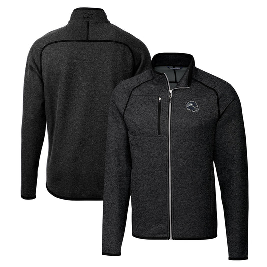 Men's Cutter & Buck  Heather Charcoal Seattle Seahawks Helmet Mainsail Sweater-Knit Full-Zip Jacket