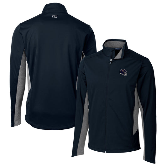 Men's Cutter & Buck  Navy Chicago Bears Helmet Navigate Softshell Full-Zip Jacket