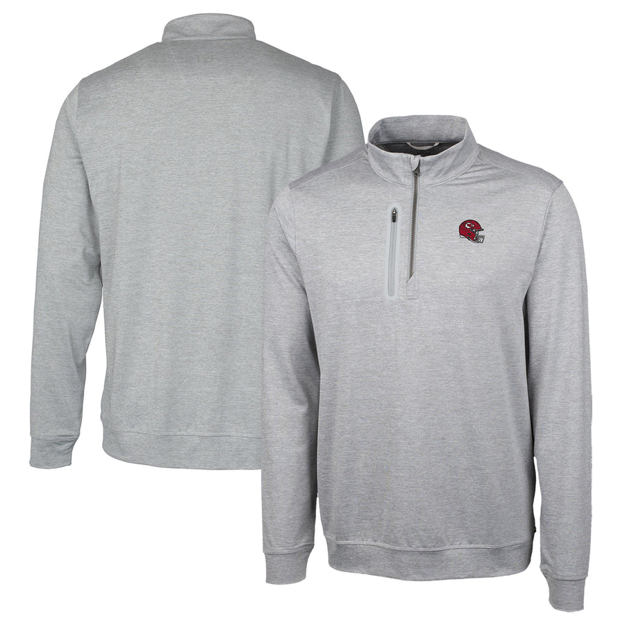 Men's Cutter & Buck  Silver Kansas City Chiefs Helmet Stealth Heathered Quarter-Zip Pullover Top
