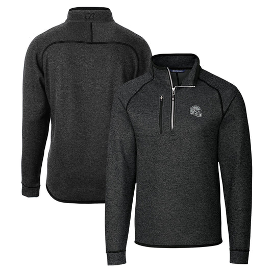 Men's Cutter & Buck  Charcoal Las Vegas Raiders Helmet Mainsail Sweater-Knit Half-Zip Pullover Jacket
