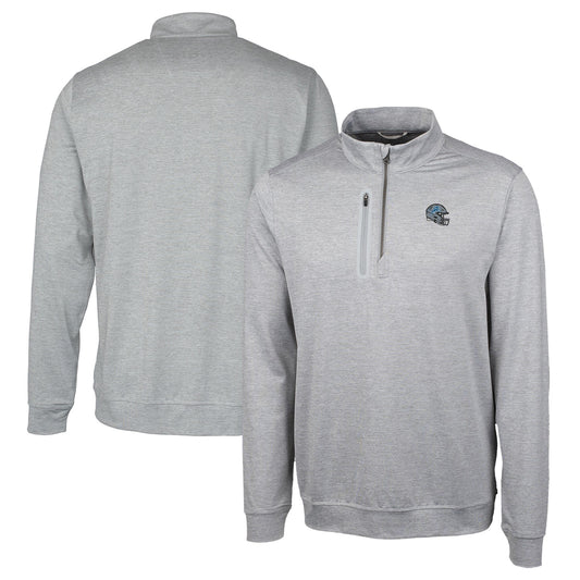 Men's Cutter & Buck  Silver Detroit Lions Helmet Stealth Heathered Quarter-Zip Pullover Top