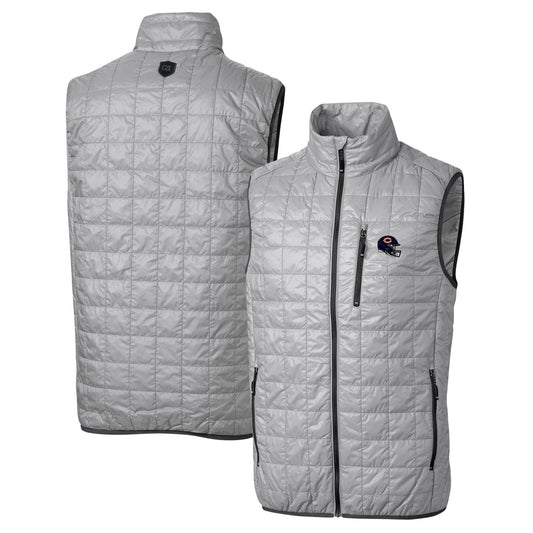 Men's Cutter & Buck  Silver Chicago Bears Helmet Rainier PrimaLoft Eco Insulated Full-Zip Puffer Vest