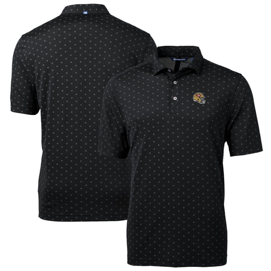 Men's Cutter & Buck  Black San Francisco 49ers Helmet Virtue Eco Pique Tile Print Recycled Polo