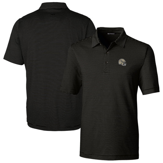 Men's Cutter & Buck  Black New Orleans Saints Helmet Forge Pencil Stripe Stretch Polo