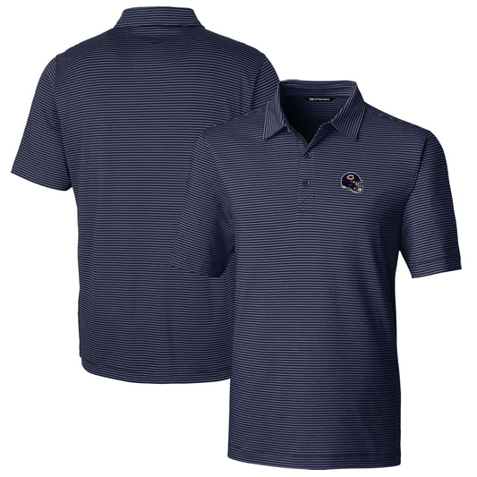 Men's Cutter & Buck  Navy Chicago Bears Helmet Forge Pencil Stripe Stretch Polo