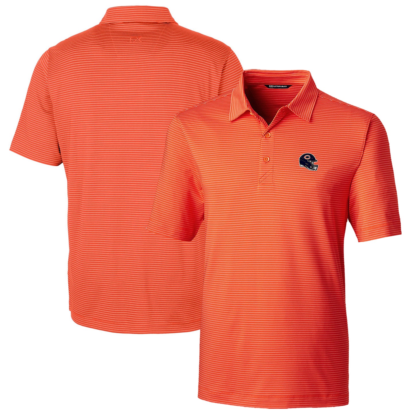 Men's Cutter & Buck  Orange Chicago Bears Helmet Forge Pencil Stripe Stretch Polo