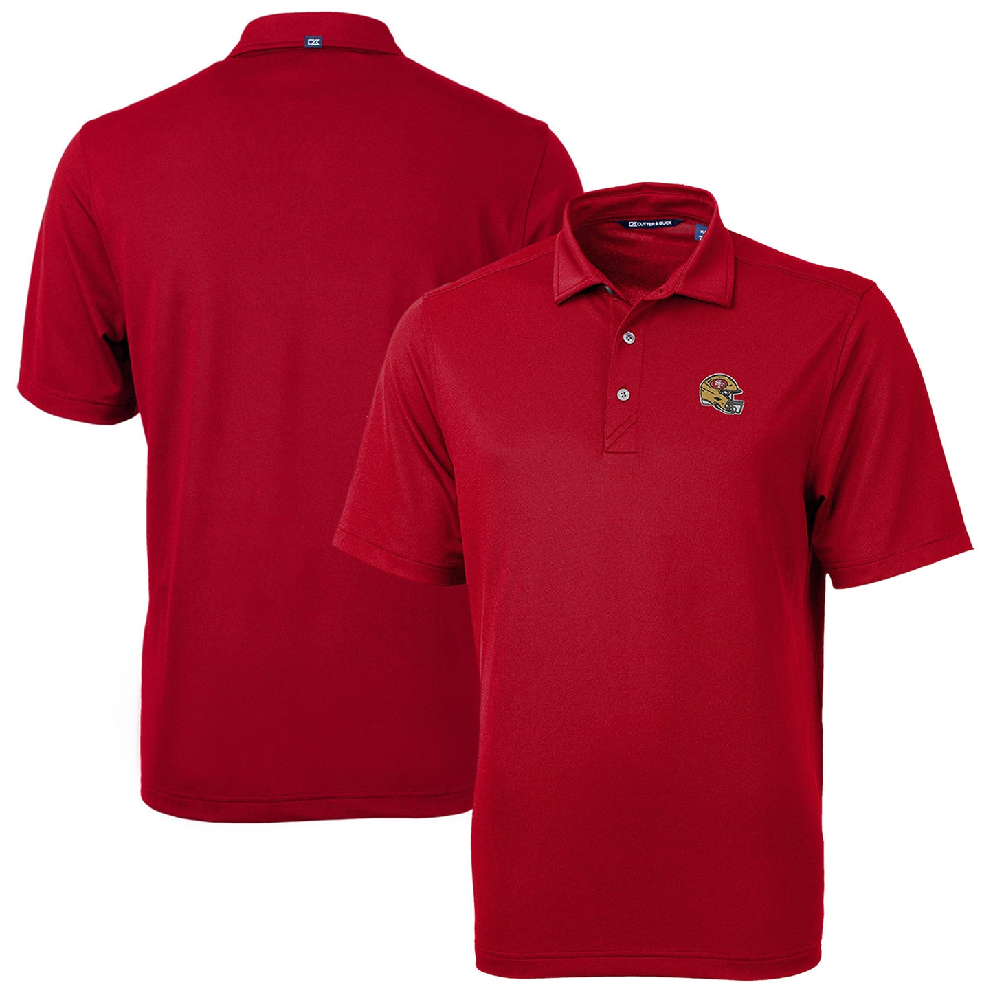 Men's Cutter & Buck  Red San Francisco 49ers Helmet Virtue Eco Pique Recycled Polo