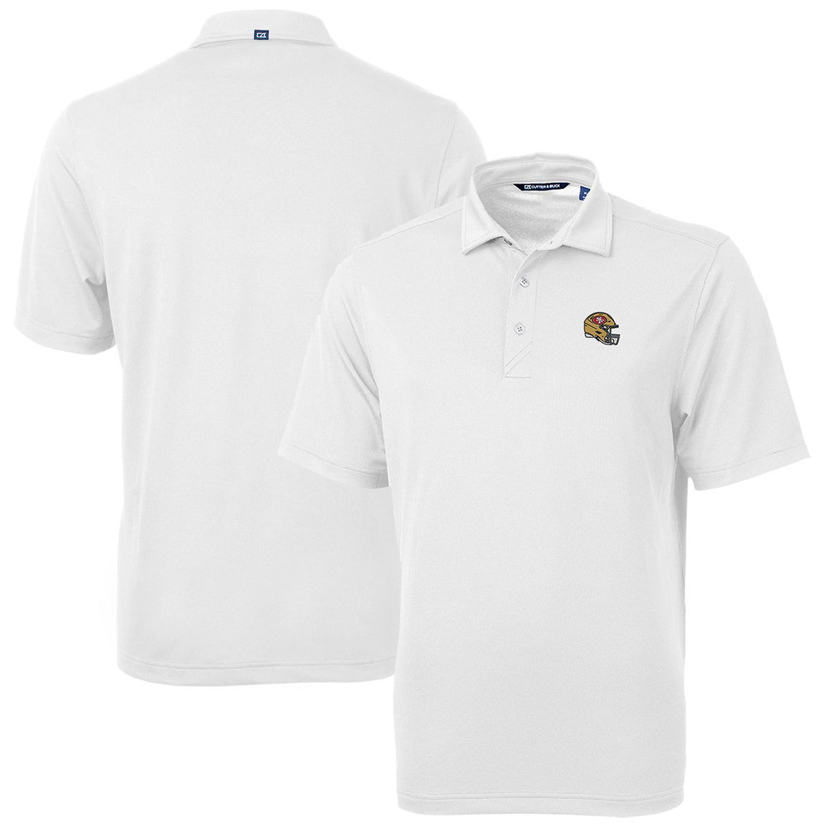 Men's Cutter & Buck  White San Francisco 49ers Helmet Virtue Eco Pique Recycled Polo