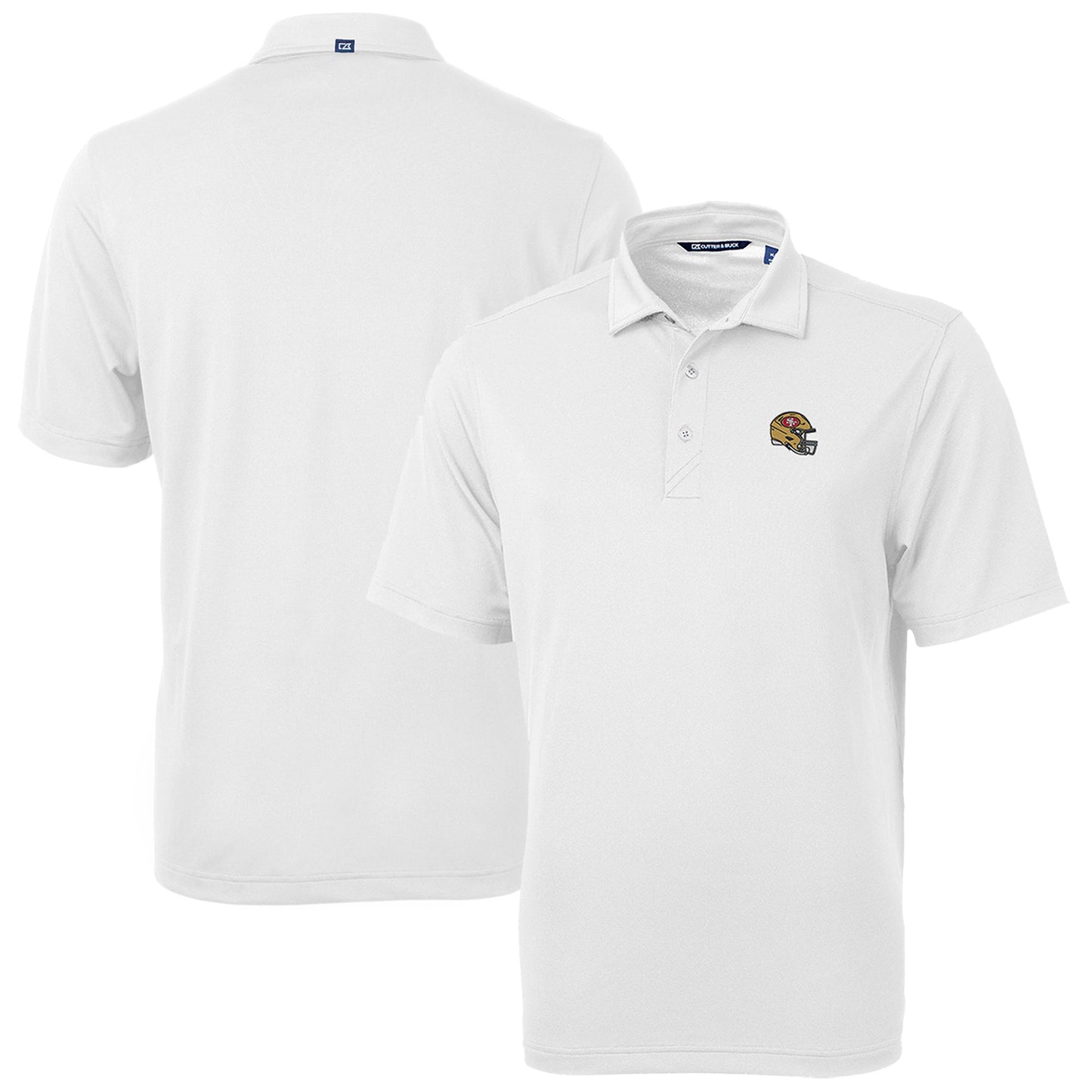 Men's Cutter & Buck  White San Francisco 49ers Helmet Virtue Eco Pique Recycled Polo