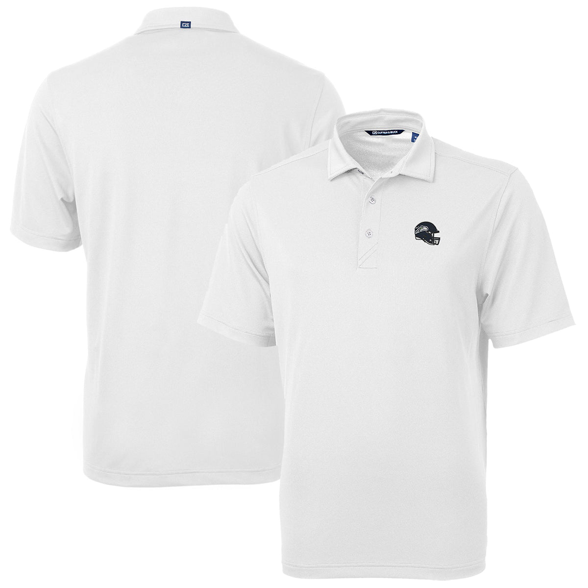 Men's Cutter & Buck  White Seattle Seahawks Helmet Virtue Eco Pique Recycled Polo