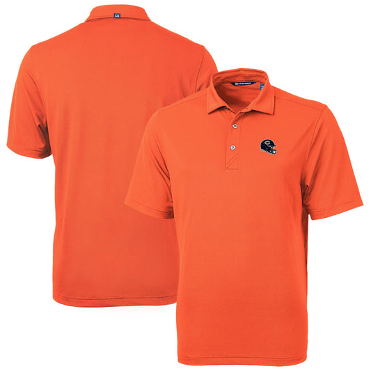 Men's Cutter & Buck  Orange Chicago Bears Helmet Virtue Eco Pique Recycled Polo