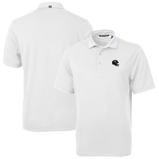 Men's Cutter & Buck  White Chicago Bears Helmet Virtue Eco Pique Recycled Polo