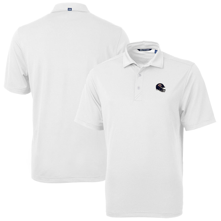 Men's Cutter & Buck  White Chicago Bears Helmet Virtue Eco Pique Recycled Polo