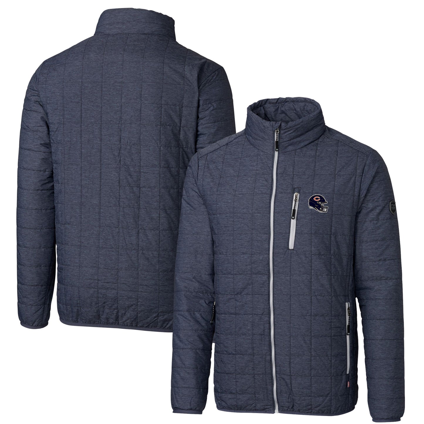 Men's Cutter & Buck  Charcoal Chicago Bears Helmet Rainier PrimaLoft Eco Insulated Full-Zip Puffer Jacket