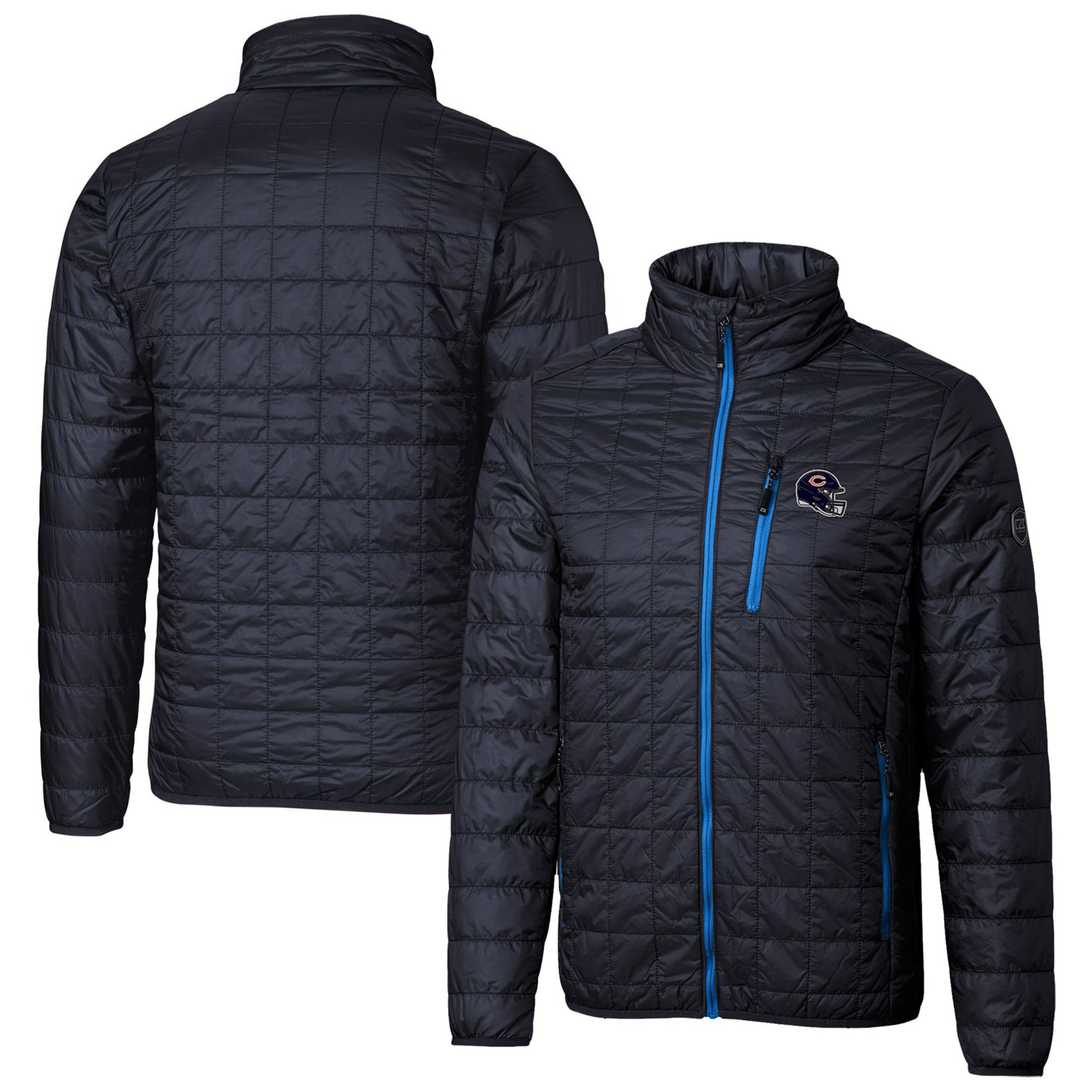 Men's Cutter & Buck  Navy Chicago Bears Helmet Rainier PrimaLoft Eco Insulated Full-Zip Puffer Jacket