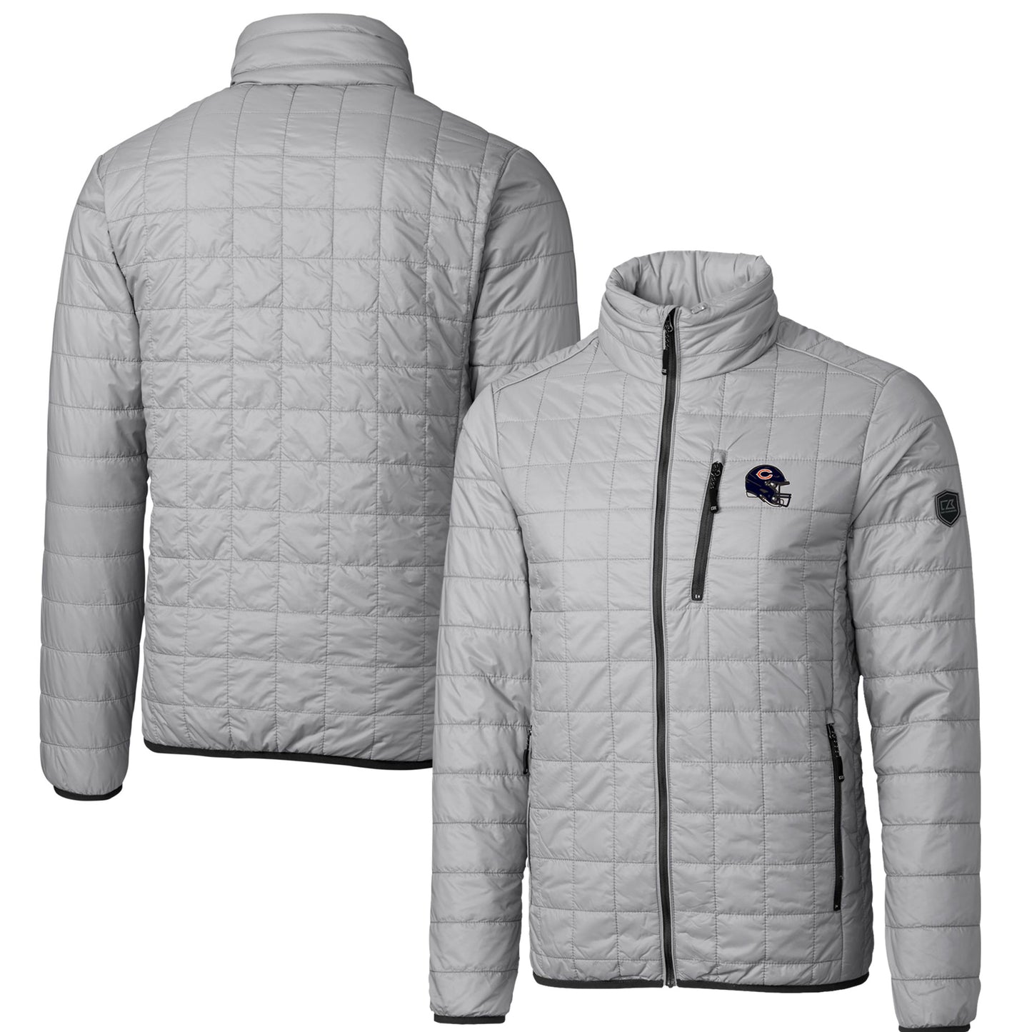 Men's Cutter & Buck  Silver Chicago Bears Helmet Rainier PrimaLoft Eco Insulated Full-Zip Puffer Jacket