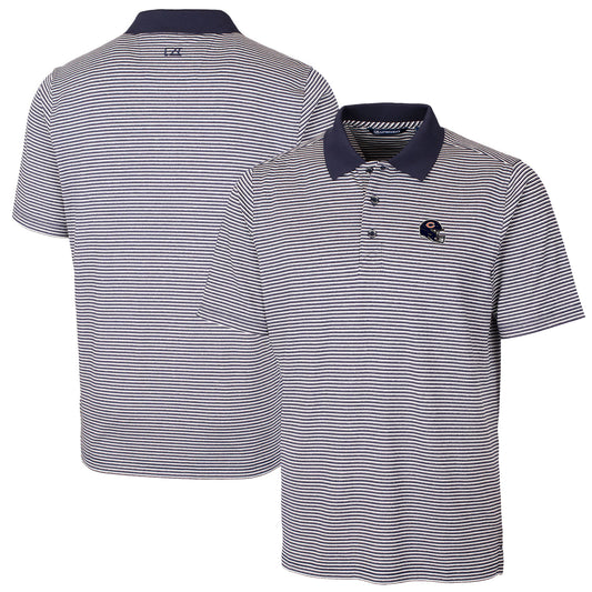 Men's Cutter & Buck  Navy Chicago Bears Helmet Forge Tonal Stripe Stretch Polo