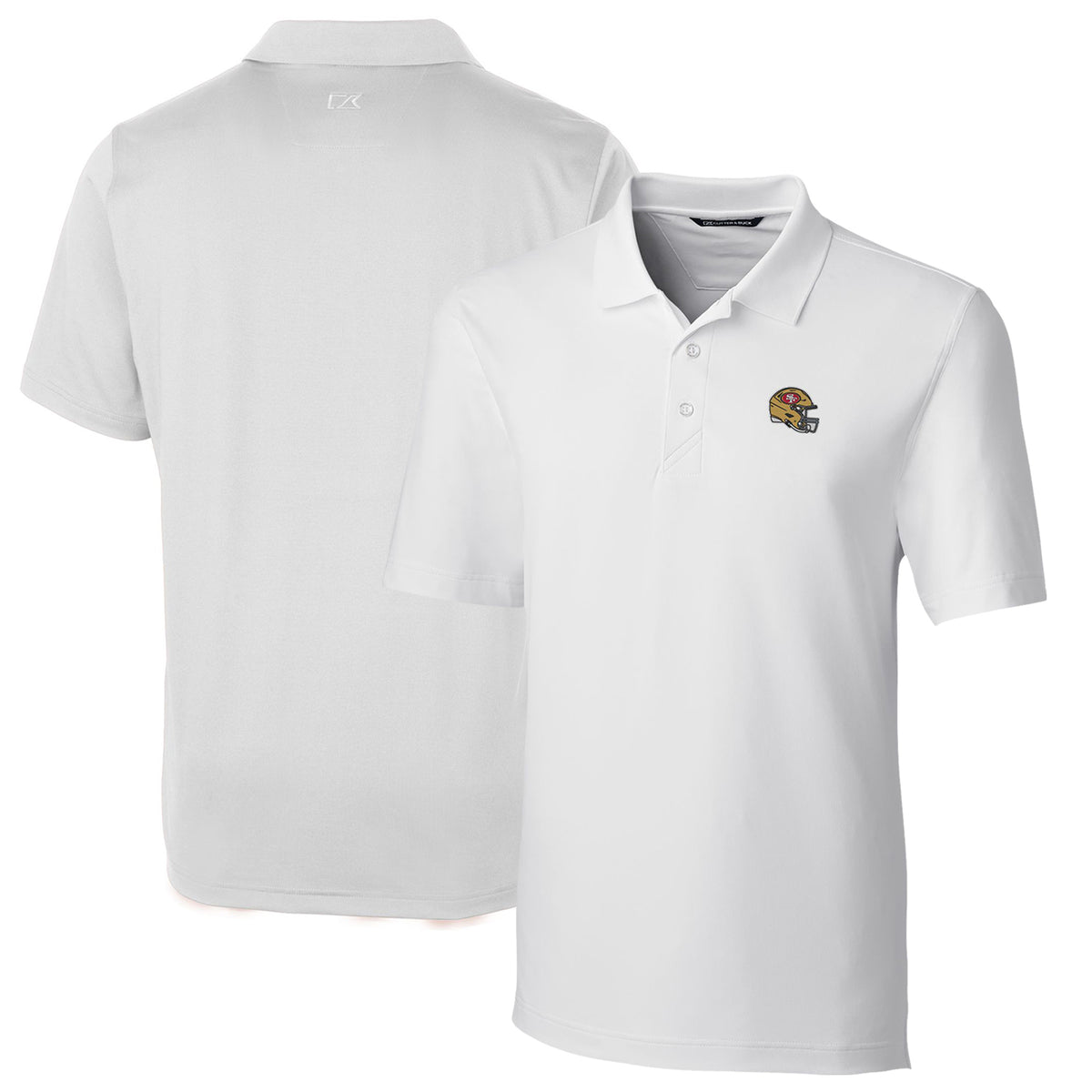 Men's Cutter & Buck  White San Francisco 49ers Helmet Forge Stretch Polo