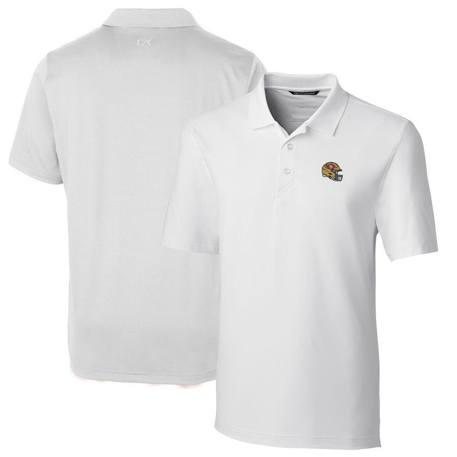 Men's Cutter & Buck  White San Francisco 49ers Helmet Forge Stretch Polo