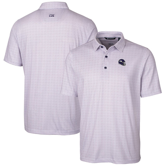 Men's Cutter & Buck  Purple Minnesota Vikings Helmet Pike Double Dot Print Stretch Polo