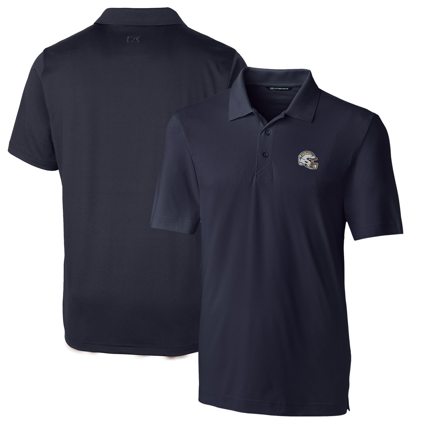 Men's Cutter & Buck  Navy Los Angeles Chargers Helmet Forge Stretch Polo