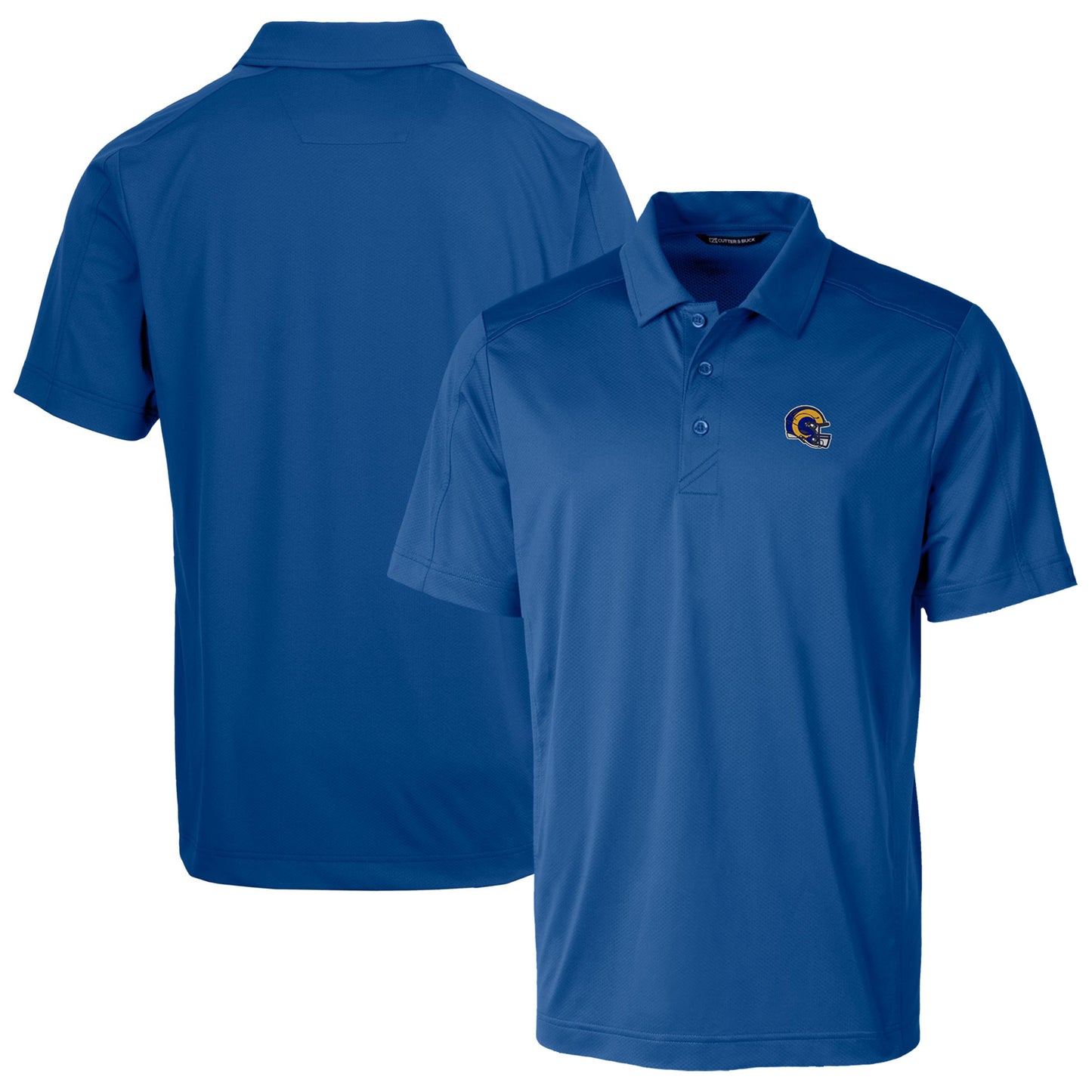 Men's Cutter & Buck  Royal Los Angeles Rams Helmet Prospect Textured Stretch Polo