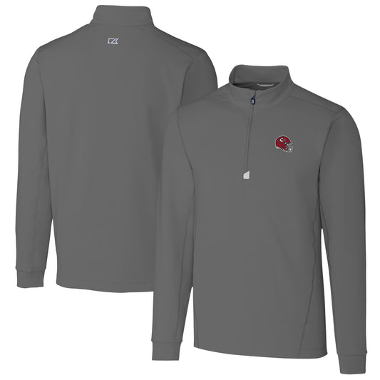 Men's Cutter & Buck  Gray Kansas City Chiefs Helmet Traverse Stretch Quarter-Zip Pullover Top