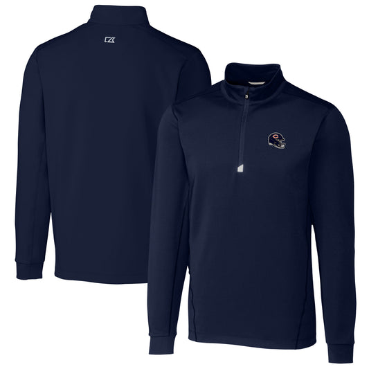 Men's Cutter & Buck  Navy Chicago Bears Helmet Traverse Stretch Quarter-Zip Pullover Top