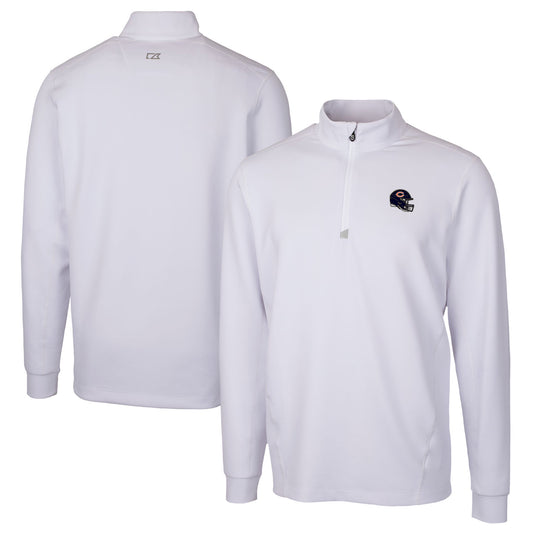 Men's Cutter & Buck  White Chicago Bears Helmet Traverse Stretch Quarter-Zip Pullover Top