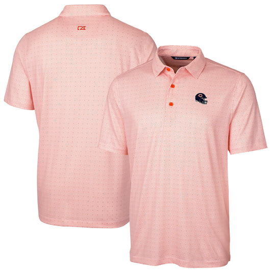 Men's Cutter & Buck  Orange Chicago Bears Helmet Pike Double Dot Print Stretch Polo