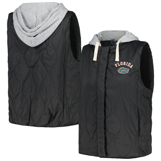 Women's Gameday Couture Black Florida Gators Headliner Full-Snap Hooded Puffer Vest