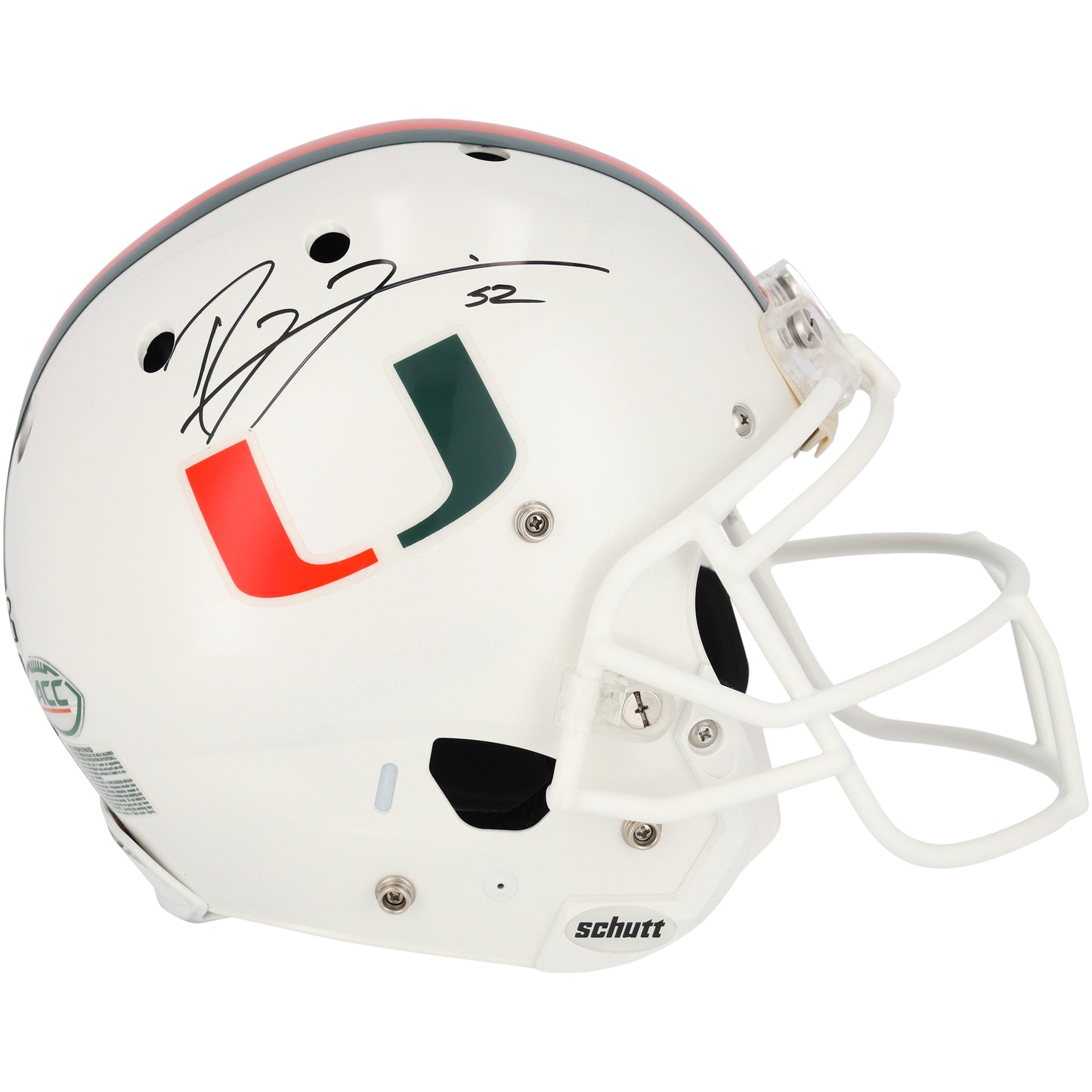 Ray Lewis Miami Hurricanes Autographed Team-Issued White Helmet