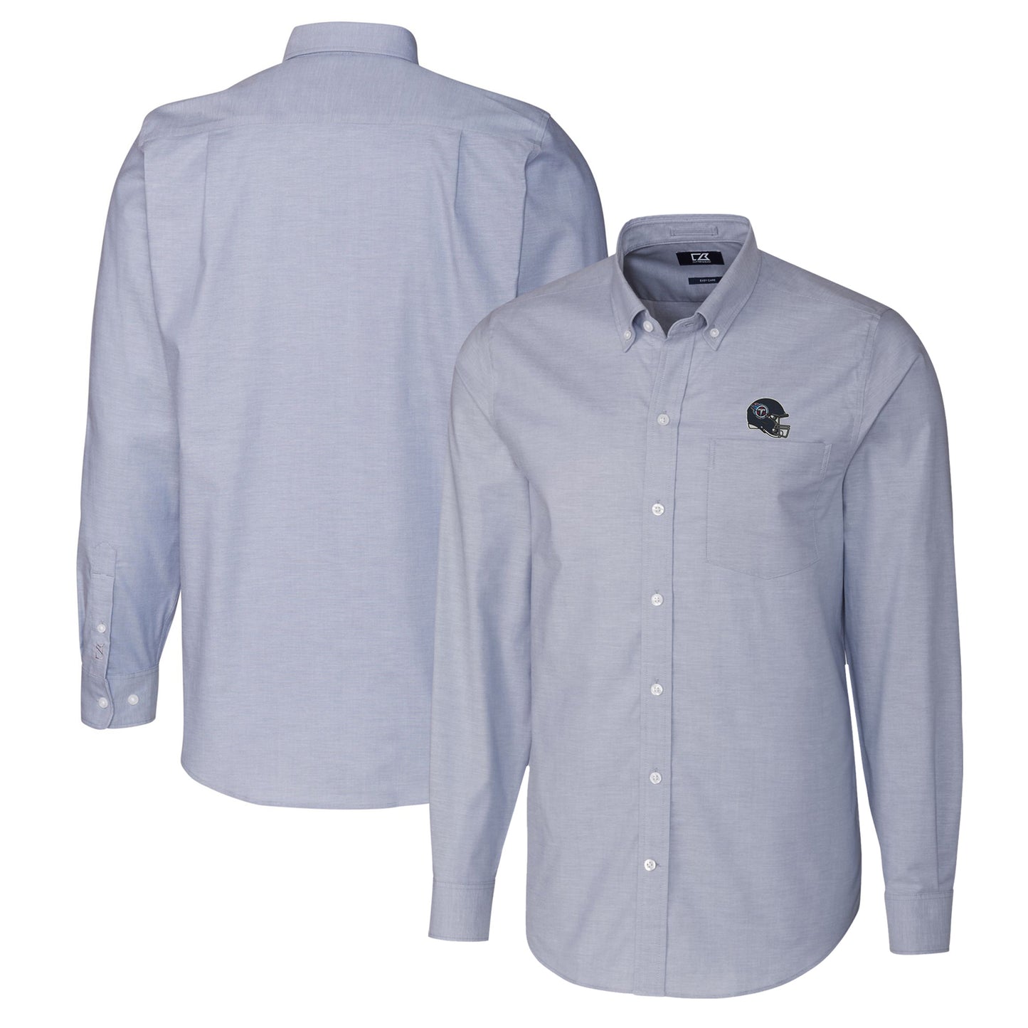 Men's Cutter & Buck  Light Blue Tennessee Titans Helmet Stretch Oxford Long Sleeve Button-Down Shirt