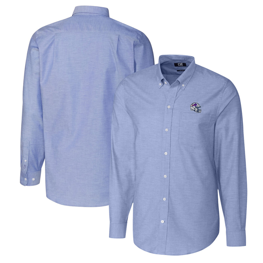 Men's Cutter & Buck  Blue Buffalo Bills Helmet Stretch Oxford Long Sleeve Button-Down Shirt