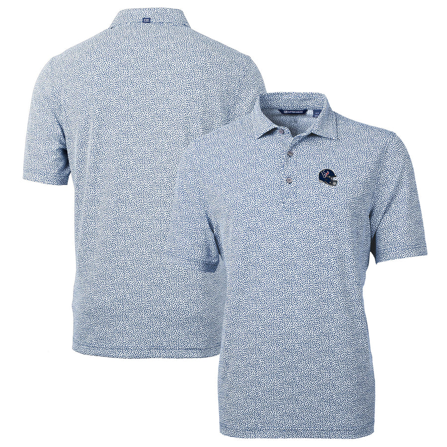 Men's Cutter & Buck  Navy Houston Texans Helmet Virtue Eco Pique Botanical Print Recycled Polo