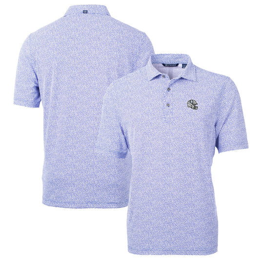 Men's Cutter & Buck  Royal Indianapolis Colts Helmet Virtue Eco Pique Botanical Print Recycled Polo