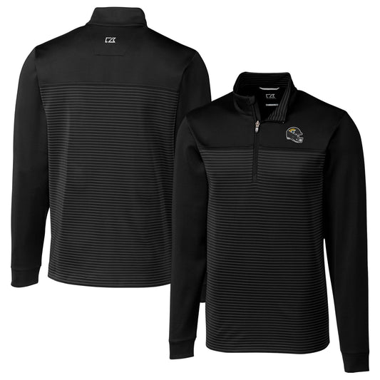 Men's Cutter & Buck  Black Jacksonville Jaguars Traverse Stripe Stretch Quarter-Zip Pullover Top