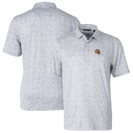 Men's Cutter & Buck  Gray Green Bay Packers Helmet Pike Constellation Print Stretch Polo