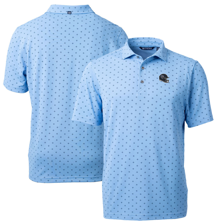 Men's Cutter & Buck  Light Blue Tennessee Titans Helmet Virtue Eco Pique Tile Print Recycled Polo