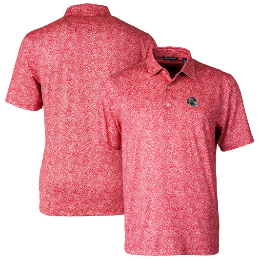 Men's Cutter & Buck  Red Atlanta Falcons Helmet Pike Constellation Print Stretch Polo