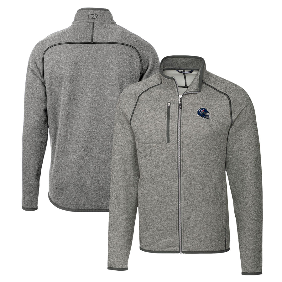 Men's Cutter & Buck  Silver Houston Texans Helmet Mainsail Sweater-Knit Full-Zip Jacket