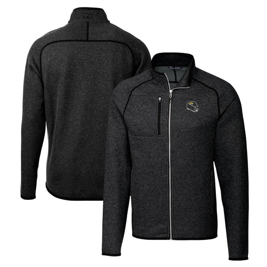 Men's Cutter & Buck  Charcoal Jacksonville Jaguars Helmet Mainsail Sweater-Knit Full-Zip Jacket