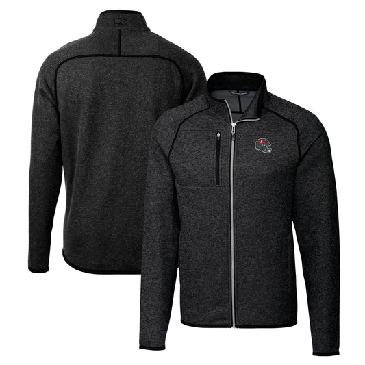 Men's Cutter & Buck  Charcoal Tampa Bay Buccaneers Helmet Mainsail Sweater-Knit Full-Zip Jacket