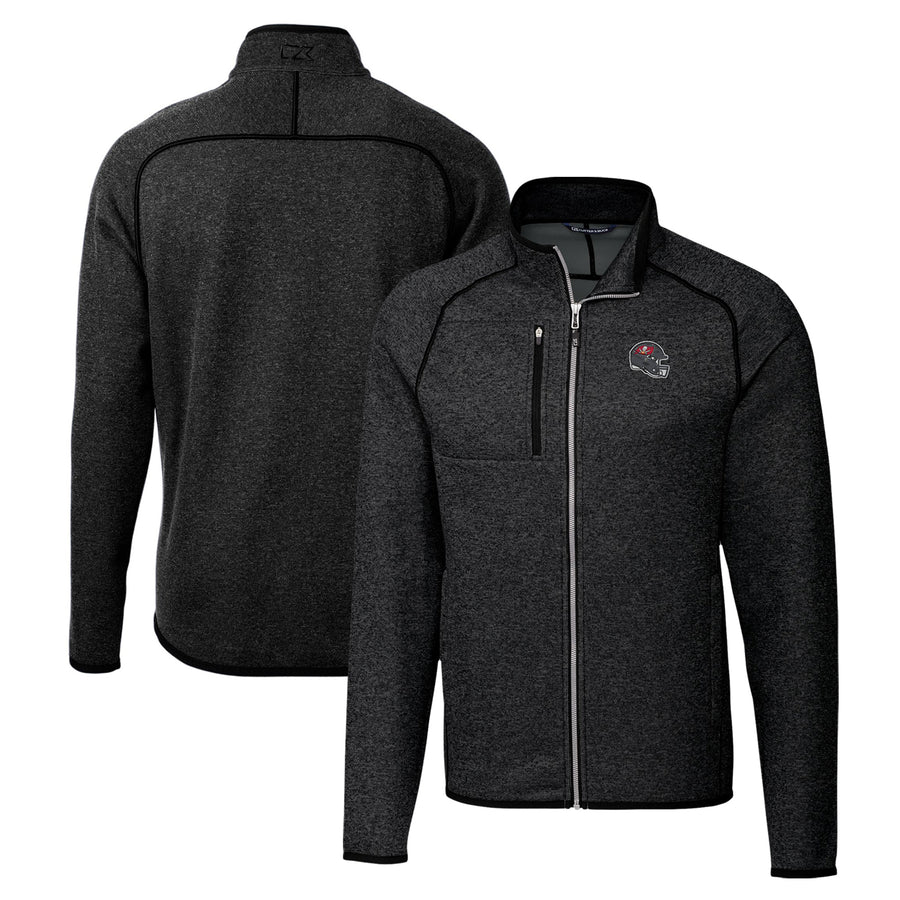 Men's Cutter & Buck  Charcoal Tampa Bay Buccaneers Helmet Mainsail Sweater-Knit Full-Zip Jacket
